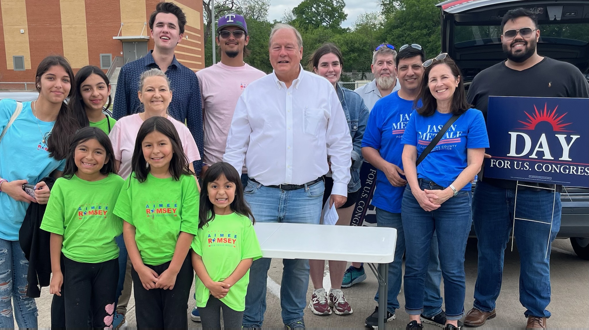 Volunteers block walking in Texas neighborhoods during a Day for Texas grassroots campaign in April 2024